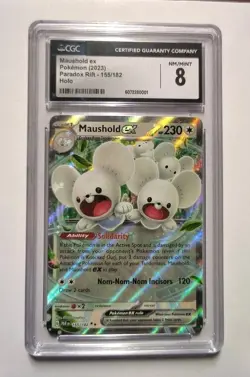 Pokemon Tcg Maushold ex 155/182 SV04: Paradox Rift Holo Cgc 8 Graded - Image 1
