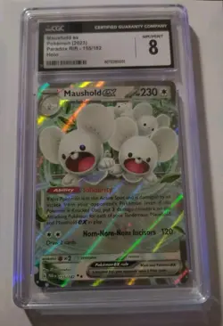 Pokemon Tcg Maushold ex 155/182 SV04: Paradox Rift Holo Cgc 8 Graded - Image 2