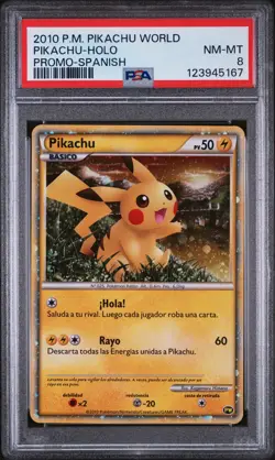2010 POKEMON WORLD COLLECTION SPANISH-DO NOT USE PIKACHU-HOLO PSA 8 - Image 1