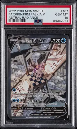 2022 POKEMON SWSH ASTRAL RADIANCE #167 FULL ART/ORIGIN FORME PALKIA V PSA 10 - Image 1