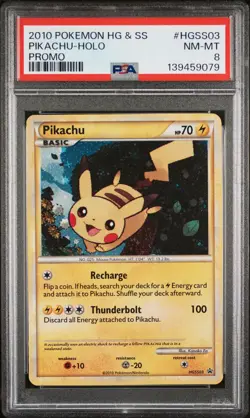 2010 POKEMON HEARTGOLD & SOULSILVER PROMO #HGSS03 PIKACHU-HOLO PSA 8 - Image 1