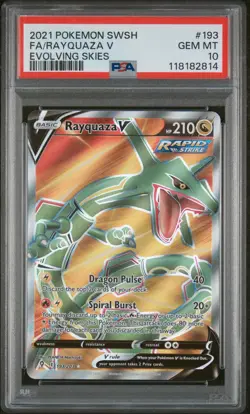 2021 Pokemon Sword & Shield Evolving Skies FA Rayquaza V #193 PSA 10 GEM MT - Image 1