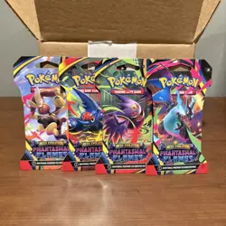 Pokemon Mega Evolution Phantasmal Flames 4x Sleeved Booster Pack Art Set - Image 1