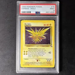 Zapdos 15/62 PSA 9 Fossil Holo 1999 Pokemon TGC - Image 1