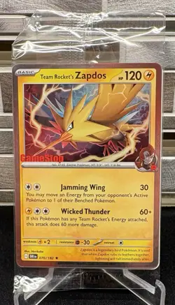 Pokemon TCG Destined Rivals Team Rocket's Zapdos GameStop 070/182 Sealed - Image 1