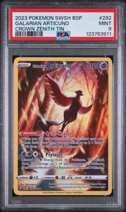 2023 POKEMON SWSH BLACK STAR PROMO CROWN ZENITH TIN #282 GALARIAN ARTICUNO PSA 9 - Image 1