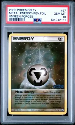 2005 POKEMON EX UNSEEN FORCES #97 METAL ENERGY-REVERSE FOIL PSA 10 - Image 1