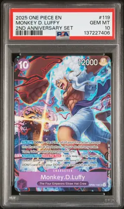 2025 ONE PIECE ENGLISH VERSION 2ND ANNIVERSARY SET #119 MONKEY D. LUFFY PSA 10 - Image 1
