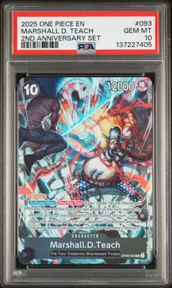2025 ONE PIECE ENGLISH VERSION 2ND ANNIVERSARY SET #093 MARSHALL D. TEACH PSA 10 - Image 1