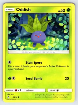 Oddish 5/214 S&M Unbroken Bonds Pokemon Card TCG Nintendo Common - VLP - Image 1