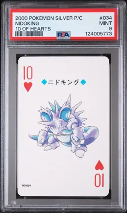2000 POKEMON SILVER VERSION PLAYING CARDS 10 OF HEARTS #034 NIDOKING PSA 9 - Image 1