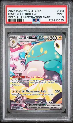 Iono's Bellibolt EX 183/159 SV09 Journey Together Pokemon TCG Card PSA 9 - Image 1