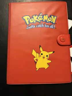Vintage 1999 Authentic Red Pikachu Pokemon 4-Pocket Card Binder Book Album - Image 1