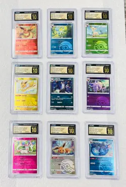 Pokemon CGC Pristine 10 Graded 9 Card Lot Gem Pack Pokeball w/ Umbreon & Eevee - Image 1