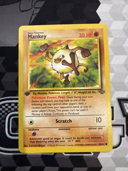 Pokemon TCG Mankey Jungle Card 55/64 Regular Common 1st Edition - Image 1