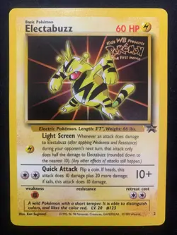 ELECTABUZZ (MOVIE PROMO) - 02/53 - WOTC PROMO - STAMPED POKEMON CARD - LP - Image 1