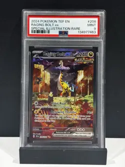 2024 POKEMON TEMPORAL FORCES SPECIAL ILLUSTRATION RARE #208 RAGING BOLT EX PSA 9 - Image 1