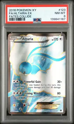 2016 POKEMON XY FATES COLLIDE #123 FULL ART/ALTARIA EX PSA 8 - Image 1