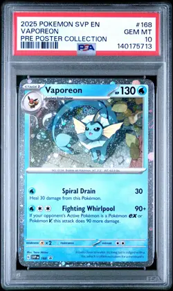 2025 POKEMON SVP EN-SV BLACK STAR PROMO #168 VAPOREON PSA 10 - Image 1