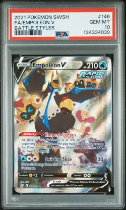 2021 POKEMON SWORD & SHIELD BATTLE STYLES #146 FULL ART/EMPOLEON V PSA 10 - Image 1