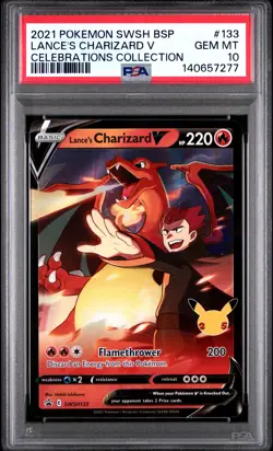 2021 POKEMON SWSH PROMO CELEBRATIONS COLLECTION LANCE'S CHARIZARD V PSA 10 - Image 1