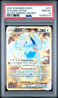 2022 POKEMON SWORD & SHIELD SILVER TEMPEST SECRET FULL ART/LUGIA VSTAR PSA 10 - Image 1