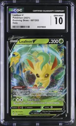 Leafeon V *CGC 10* Holo *Evolving Skies* #7 *2021* Pokemon - Image 1