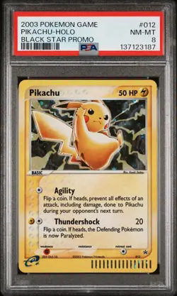 2003 POKEMON BLACK STAR PROMO #012 PIKACHU-HOLO PSA 8 - Image 1
