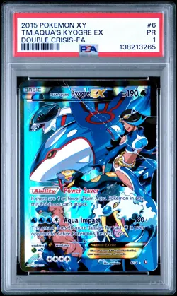 2015 POKEMON XY DOUBLE CRISIS #6 FULL ART/TEAM AQUA'S KYOGRE EX PSA 1 - Image 1