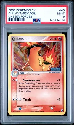 2005 POKEMON EX UNSEEN FORCES #45 QUILAVA-REVERSE FOIL PSA 9 - Image 1