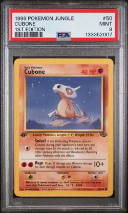 1999 POKEMON JUNGLE 1ST ED #50 CUBONE PSA 9 - Image 1