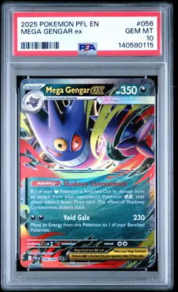 2025 POKEMON PFL EN-PHANTASMAL FLAMES #056 MEGA GENGAR EX PSA 10 - Image 1