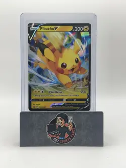 Pokemon TCG Pikachu V Sword & Shield Black Star Promos SWSH285 LP - Image 1