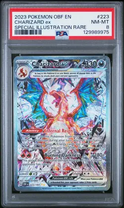 2023 POKEMON OBF EN-OBSIDIAN FLAMES SPECIAL ILLUSTRATION RARE CHARIZARD EX PSA 8 - Image 1