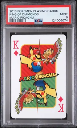 2016 POKEMON PLAYING CARDS MARIO PIKACHU KING OF DIAMONDS PSA 9 - Image 1