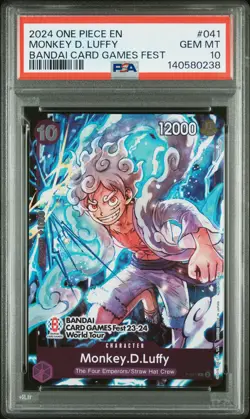 2024 ONE PIECE PROMOS BANDAI CARD GAMES FEST #041 MONKEY D. LUFFY PSA 10 - Image 1