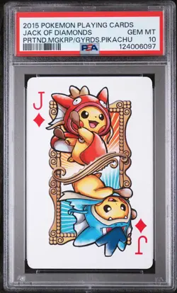 2015 POKEMON PLAYING CARDS MAGIKARP & GYARADOS PIKACHU JACK OF DIAMONDS PSA 10 - Image 1