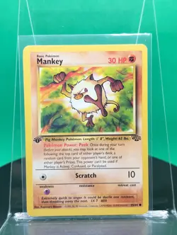 Mankey 55/64 1st Edition Jungle Set Common 1999 English Pokemon Card WoTC - Image 1