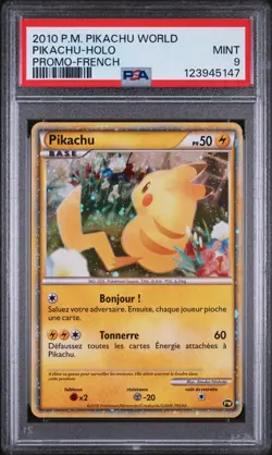 2010 POKEMON WORLD COLLECTION FRENCH-DO NOT USE PIKACHU-HOLO PSA 9 - Image 1
