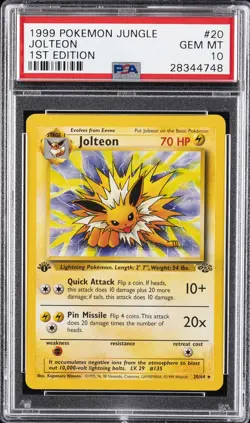 1999 POKEMON JUNGLE 1ST EDITION #20 JOLTEON PSA 10 - Image 1