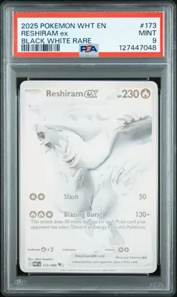 PSA 9 Pokemon Reshiram ex 173/086 Sv: White Flare Holo - Image 1