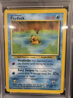 2000 POKEMON PROMO BLACK STAR POKEMON LEAGUE #20 PSYDUCK PSA 8 - Image 3