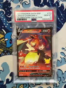 Pokemon Promo Celebrations Collection #133 Lance's Charizard V PSA 10 Gem Mint - Image 1