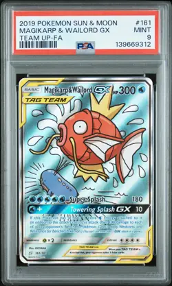 2019 POKEMON SUN & MOON TEAM UP #161 FULL ART/MAGIKARP & WAILORD GX PSA 9 - Image 1