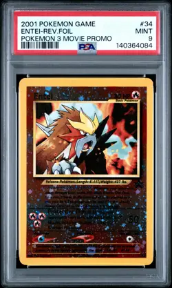 2001 POKEMON GAME MOVIE POKEMON 3 MOVIE PROMO #34 ENTEI-REVERSE FOIL PSA 9 - Image 1