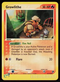 Growlithe 65/100 Common Sandstorm Reverse Holo Pokemon - Image 1