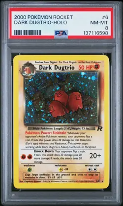 2000 Pokemon Team Rocket Dark Dugtrio 6/82 Holo - Graded PSA 8 - Image 1