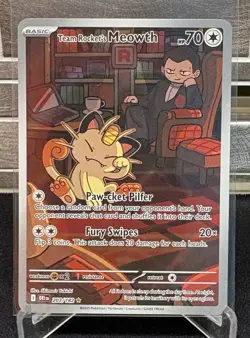 Pokemon TCG Destined Rivals Team Rocket's Meowth 203/182 Illustration Rare - Image 1