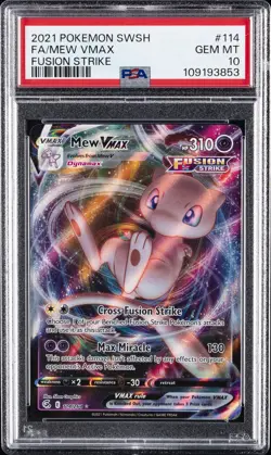 2021 POKEMON SWORD & SHIELD FUSION STRIKE #114 FULL ART/MEW VMAX PSA 10 - Image 1