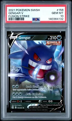2021 POKEMON SWORD & SHIELD FUSION STRIKE #156 GENGAR V PSA 10 - Image 1